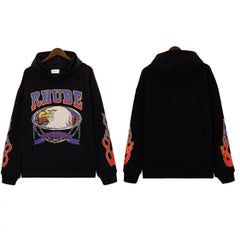 Rhude Vintage Letter Print Oversized Unisex Hoodie