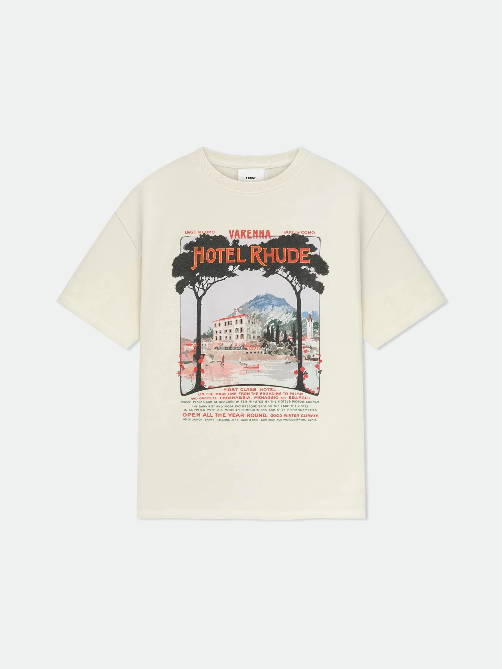 Rhude Hotel Rhude Vintage Postcard Graphic Oversized T‑Shirt