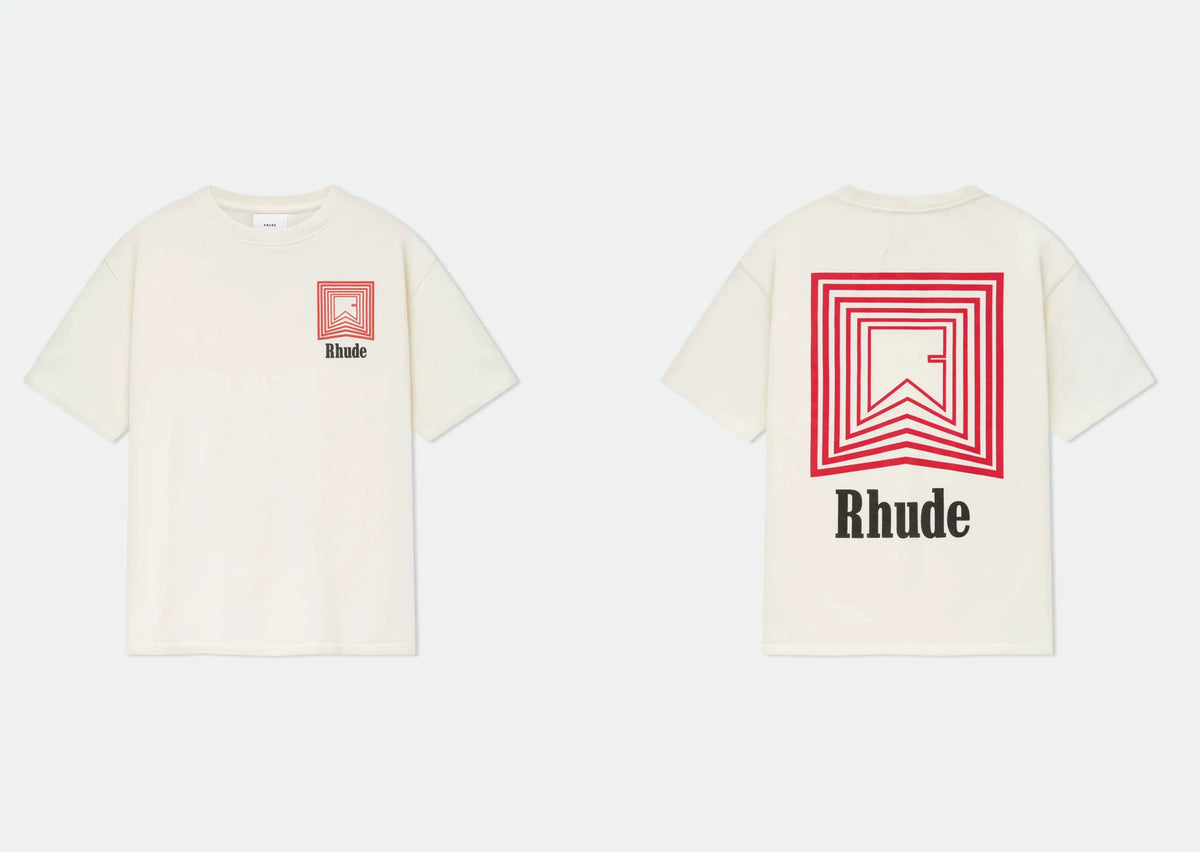 Rhude Red Layered Square Graphic Front & Back Oversized T‑Shirt