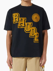 Rhude Varsity Diagonal Letter Crest Oversized T‑Shirt