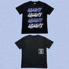 ADWYSD Black Blue Stacked Script Tee