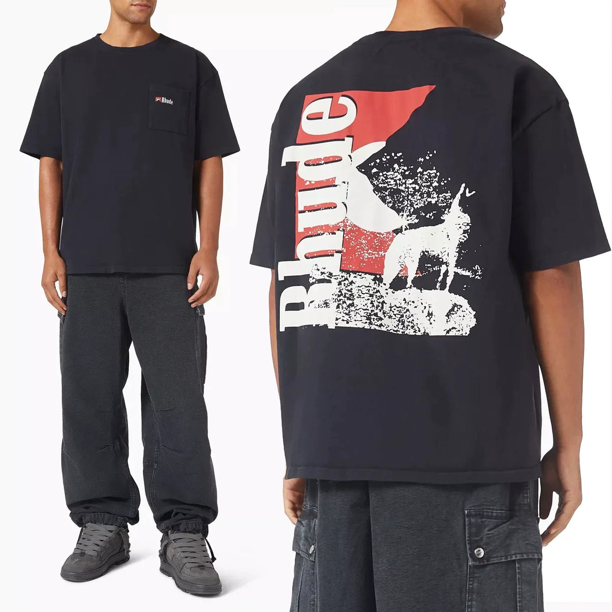 Rhude Vintage Western Graphic Back Print Oversized T‑Shirt