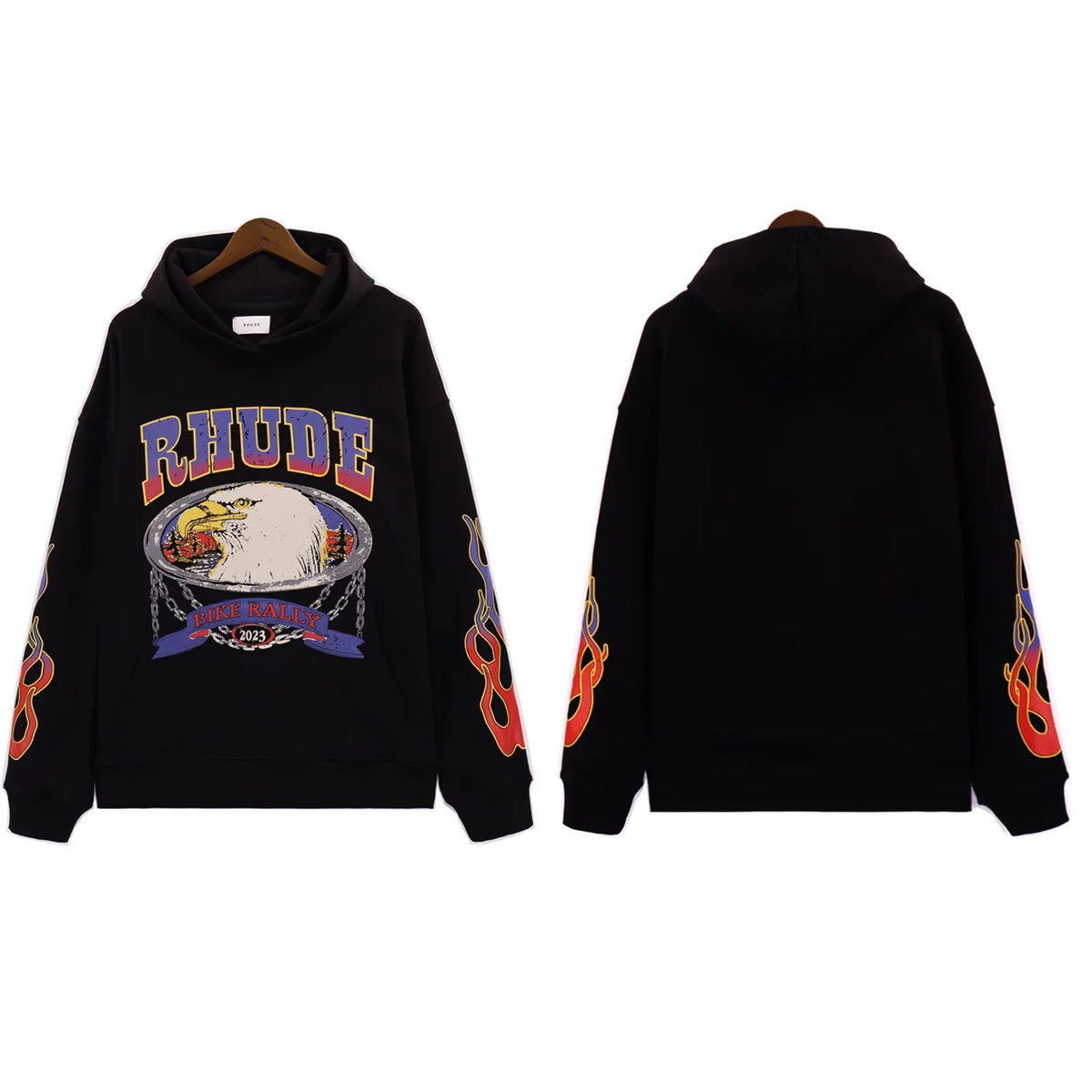 Rhude Vintage Letter Print Oversized Unisex Hoodie