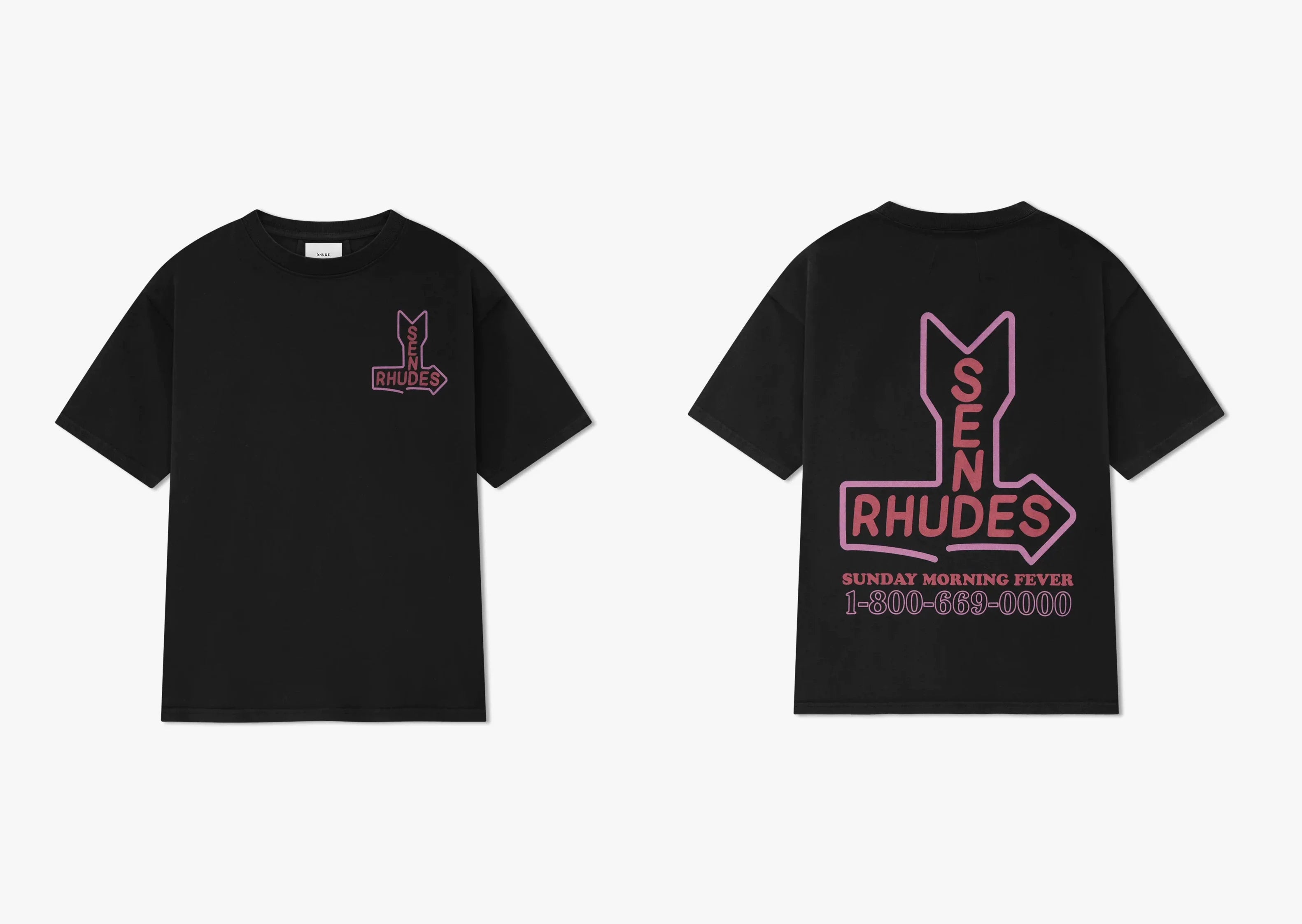 Rhude Arrow Road Sign Front & Back Graphic Oversized T‑Shirt