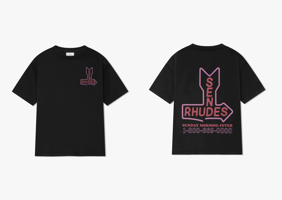 Rhude Arrow Road Sign Front & Back Graphic Oversized T‑Shirt