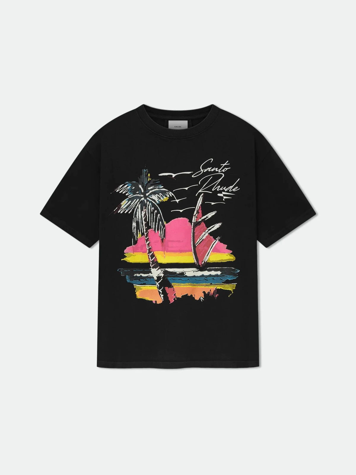 Vintage Sunset Palm Tree Beach Graphic Oversized T‑Shirt